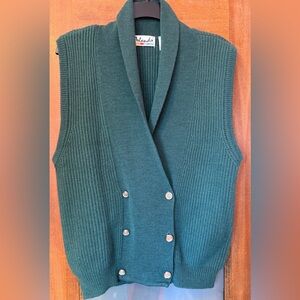 Arlando Vintage Spruce Green Double Breasted Wool Blend Vest - medium